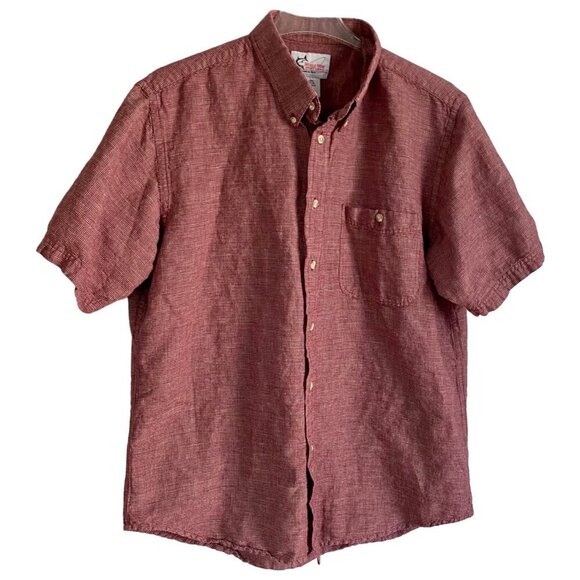 World Wide Sportsman Linen Blend Short Sleeve Button Down Shirt Men's Large - Picture 1 of 8